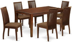 East West Furniture CAIP7-MAH-C 7 Piece Dining Table Set Consist of a Rectangle Kitchen Table and 6 Linen Fabric Kitchen Dining Chairs, 36x60 Inch, Mahogany