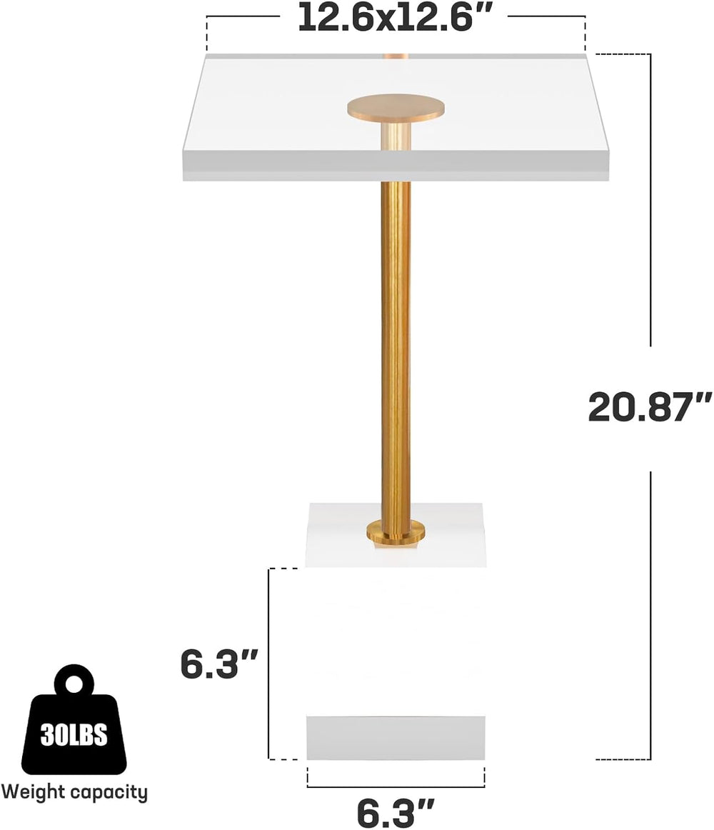 Acrylic End Table, Square Acrylic Drink Table with Metal Support Base, Modern...