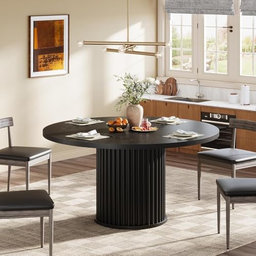 Tribesigns 47.24" Black Round Dining Table for 4-6 People