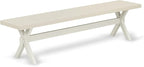 East West Furniture X027MZ001-6 6 Piece Kitchen Table Set Contains a Rectangle Dining Table with X-Legs and 4 Cream Linen Fabric Upholstered Chairs with a Bench, 40x72 Inch, Multi-Color