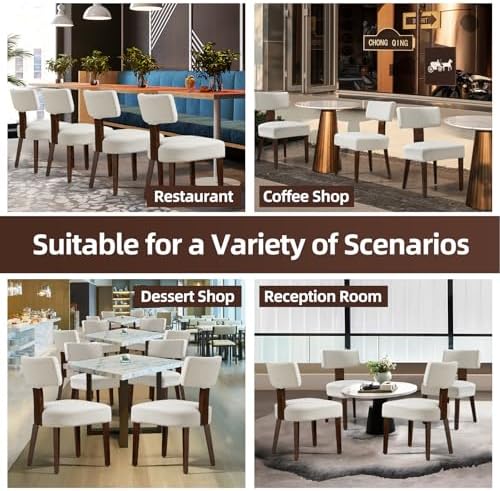 Dining Chairs Set of 8, Fabric Upholstered Wood Kitchen Chairs, Armless Linen...