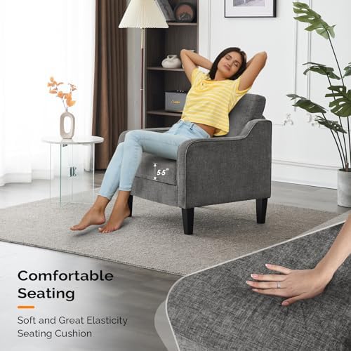 VINGLI Accent Chair, Chenille Upholstered Armchair, 380 LBS, Living Room