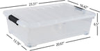 4-Pack 25 Quart Under Bed Plastic Storage Bins, Clear Under Bed Storage Box Container with Wheels