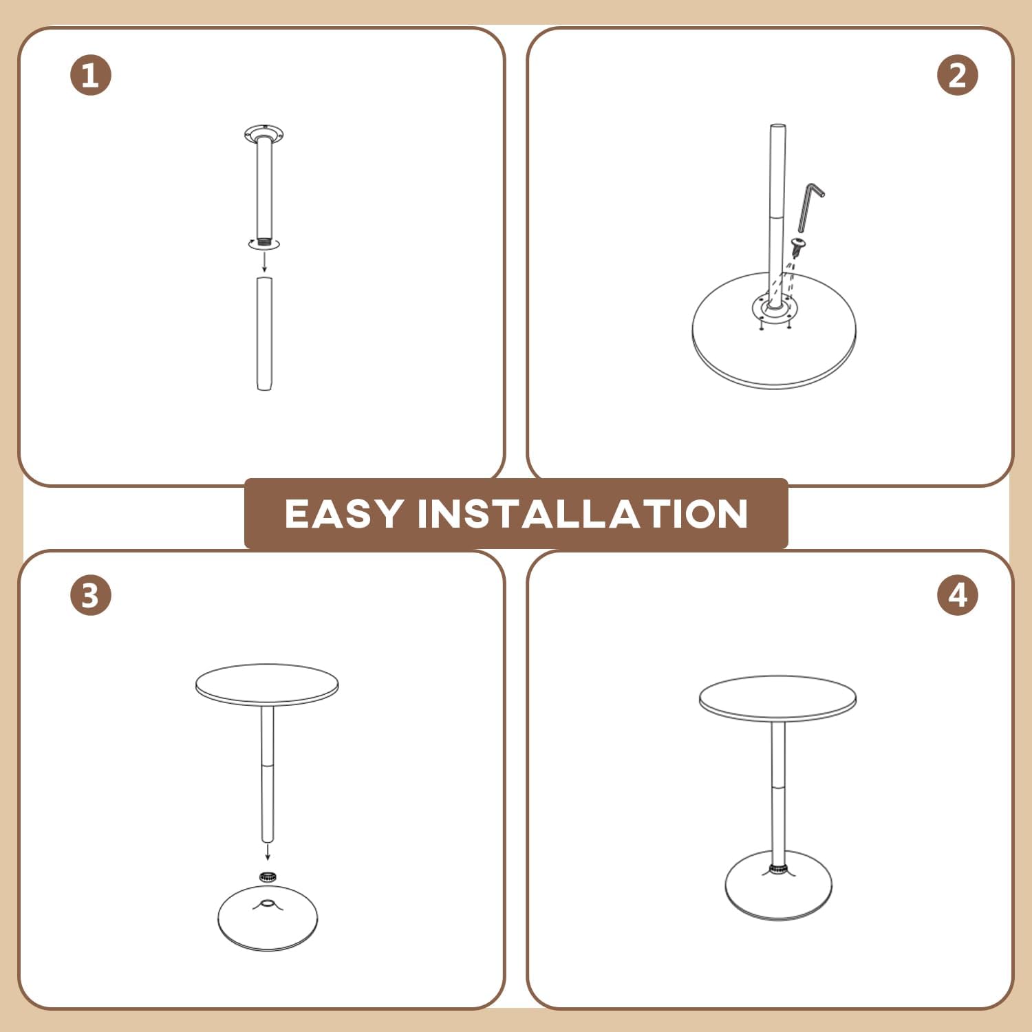 PayLessHere Bistro Bar Table 40 Inch Round Table Height Top Pub Table Cocktail for Home, Kitchen and Dining Room
