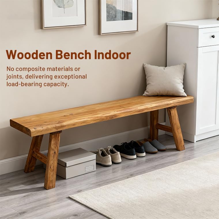 Wood Bench Indoor Farmhouse Skinny Entryway Bench Hallway Foyer with Sturdy |...