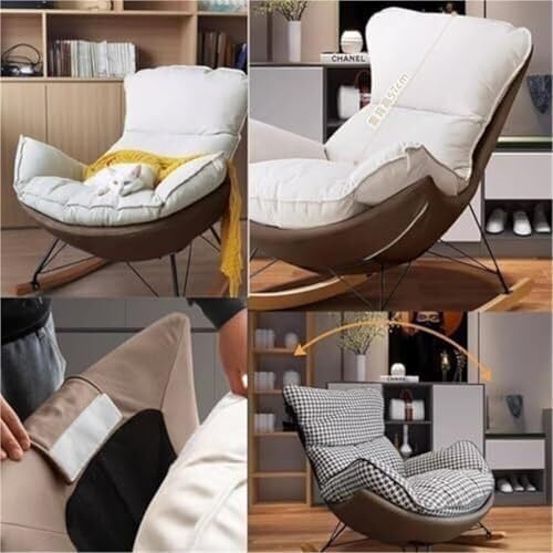 Rocking Recliner Chair with Footrest & Lumbar Support, Tech Cloth Single ...