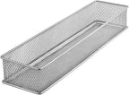 YBM HOME Silver Mesh Drawer Cabinet and or Shelf Organizer Bins, School Supply Holder Office Desktop Organizer Basket (1, 3x15x2 Inch)