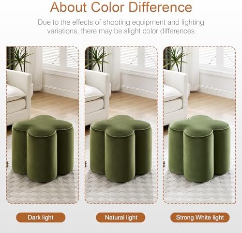 Zesthouse Flower Pouf Ottoman Foot Rest, Velvet Fabric Poofy Ottoman Stool | ...