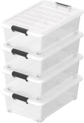 Sandmovie 4 Packs 20 Quart Plastic Under Bed Storage Boxes, Plastic Bins Storage Under Bed, Clear