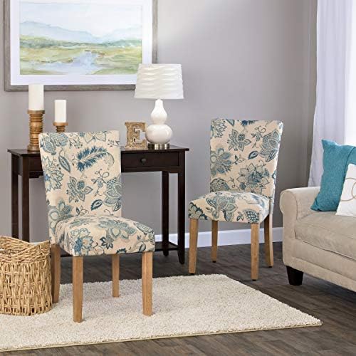 HomePop Parsons Dining Chair, Blue Jacobean (Set of 2)