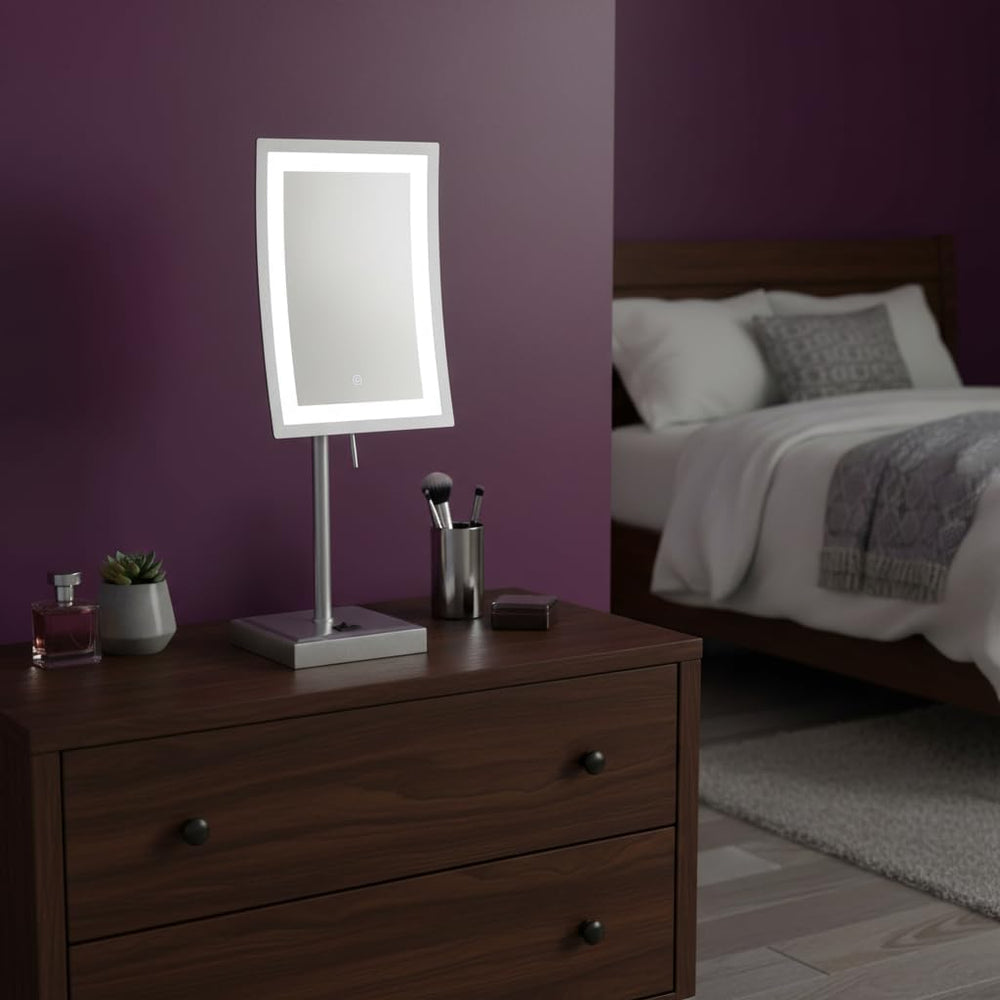 JERDON Lighted Makeup Mirror with 5X Magnification - Nickel - JRT910NL