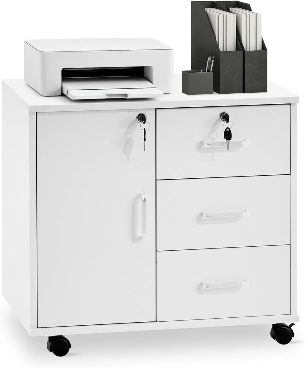 TUKAILAi 3-Drawer Mobile Filing Cabinet Lockable – Under Desk Pedestal on Cas...