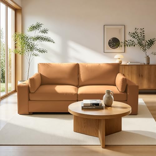 Leather Sectional Sofa, 78" Oversized Loveseat Couch, Deep Seat Scratch ...
