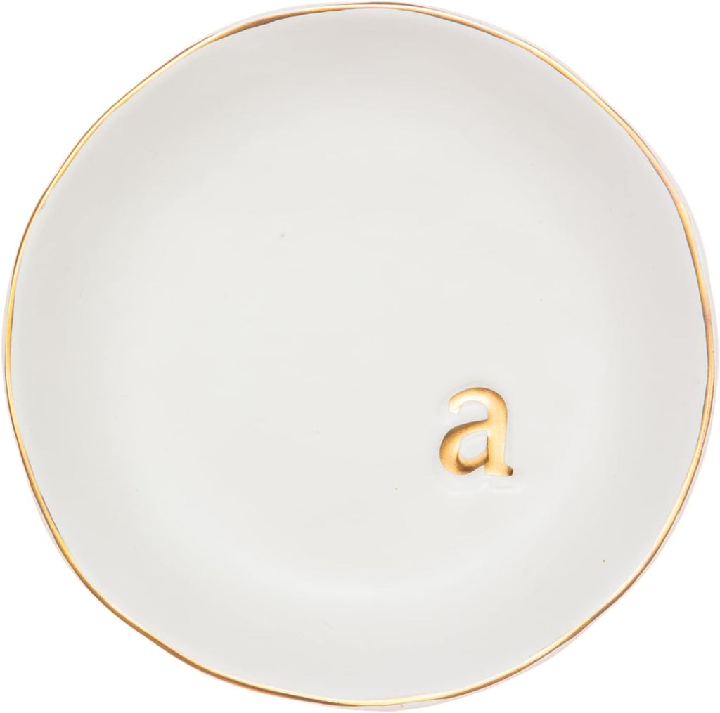 COLLECTIVE HOME - Ceramic Jewelry Tray, Decorative Trinket Dish for Rings Earrings Necklaces Bracelet Watch Keys, Birthday Mother's Day Christmas Gift for Women, 4.75", White Surface (A)