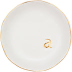 COLLECTIVE HOME - Ceramic Jewelry Tray, Decorative Trinket Dish for Rings Earrings Necklaces Bracelet Watch Keys, Birthday Mother's Day Christmas Gift for Women, 4.75", White Surface (A)