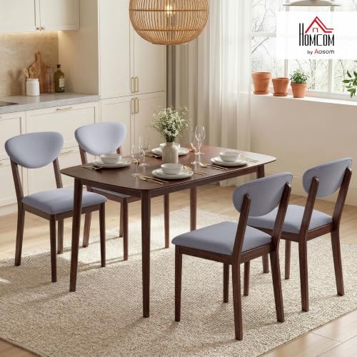 HOMCOM 5-Piece Dining Table Set for 4 with Solid Wood Frame, Light Gray