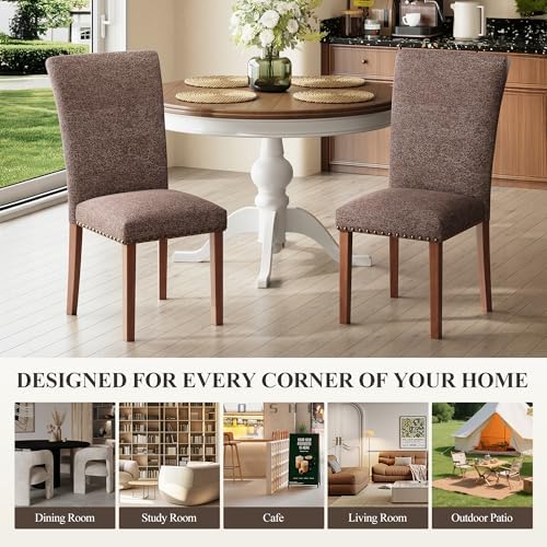 COLAMY Upholstered Parsons Dining Chairs Set of 4, Fabric Dining Room Kitchen...