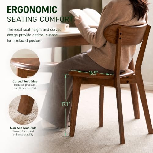 Dining Chairs, Kitchen Chairs, 100% Oak Solid Wood Modern Chair with Curved B...