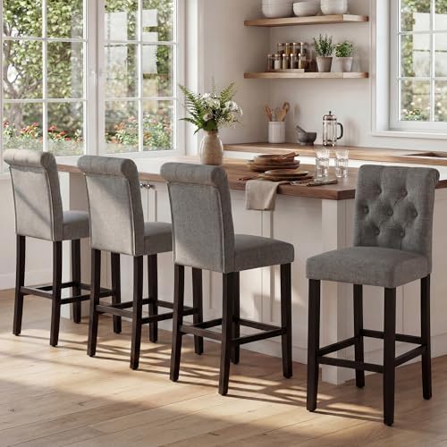 LSSBOUGHT 24 Inches Upholstered Counter Height Bar Stools Kitchen Island Chai...