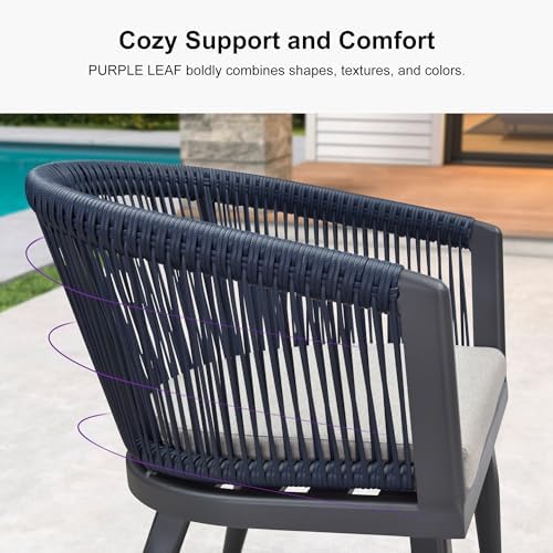 PURPLE LEAF Outdoor Dining Set for 10 with Cushions PE Rattan Grey
