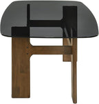 Armen living Ileena Mid-Century Modern 7-Piece Wood Dining Set in Walnut with Tempered Glass Top