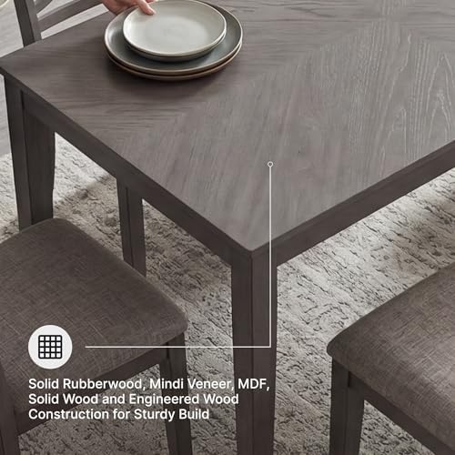 Signature Design by Ashley 6-Piece Wood Dining Table Set with Bench, Gray
