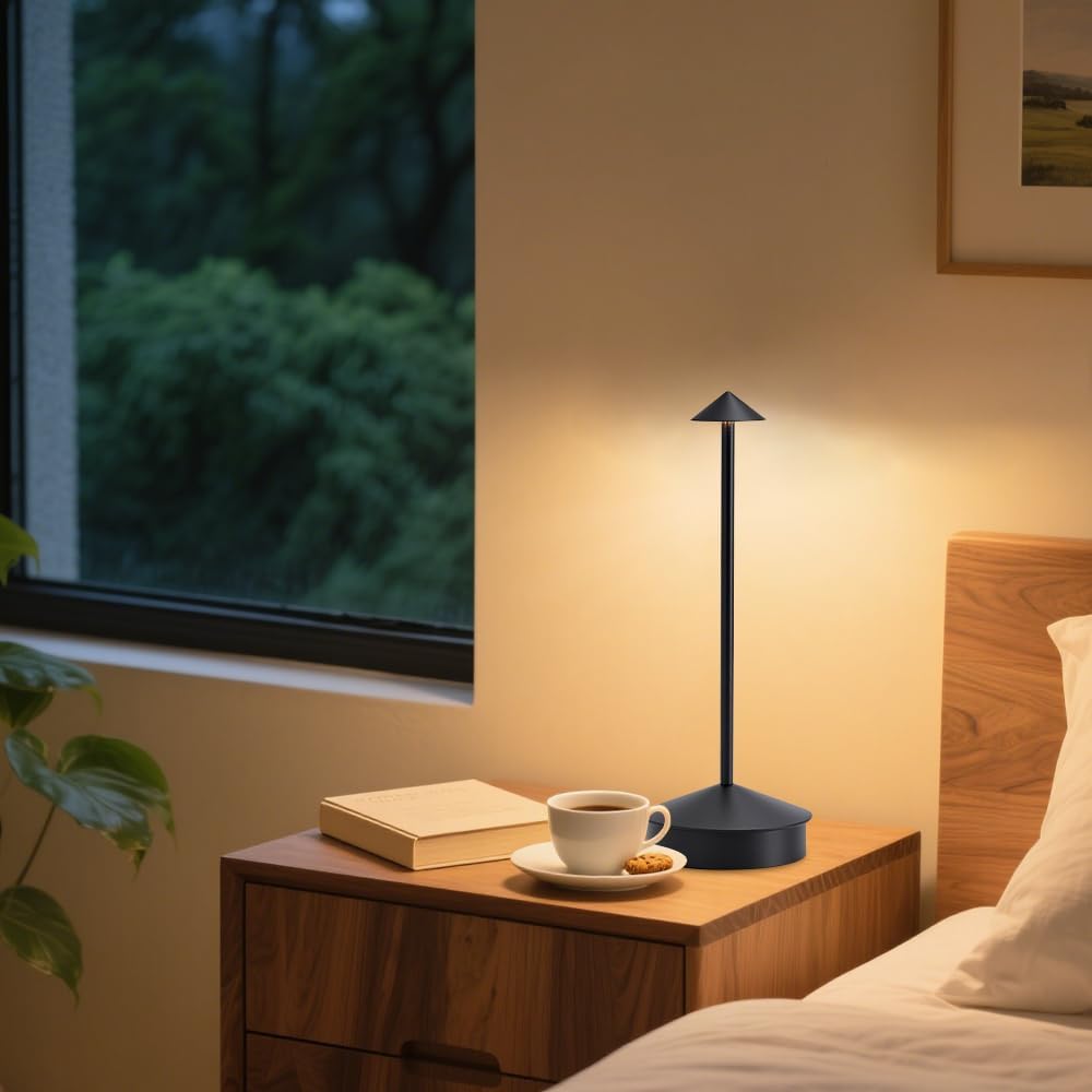 EJQ 2 Pack LED Cordless Table Lamp, Portable 6000mAh Rechargeable, Touch Cont...