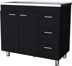 Black 2-Door 3-Drawer Kitchen Cabinet