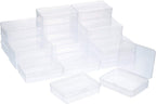 SATINIOR 24 Packs Small Clear Plastic Beads Storage Containers Box with Hinged Lid for Storage of Small Items, Crafts, Jewelry, Hardware (4.45 x 3.3 x 1.18 Inches)