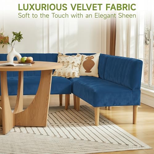 Round Dining Table Set with Loveseat & Chairs, 47 Inch Farmhouse 5-Piece ...