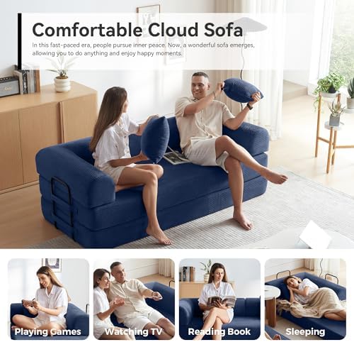 79" Convertible Sofa Bed, Couch for Small Living Room | Corduroy Lovesea...
