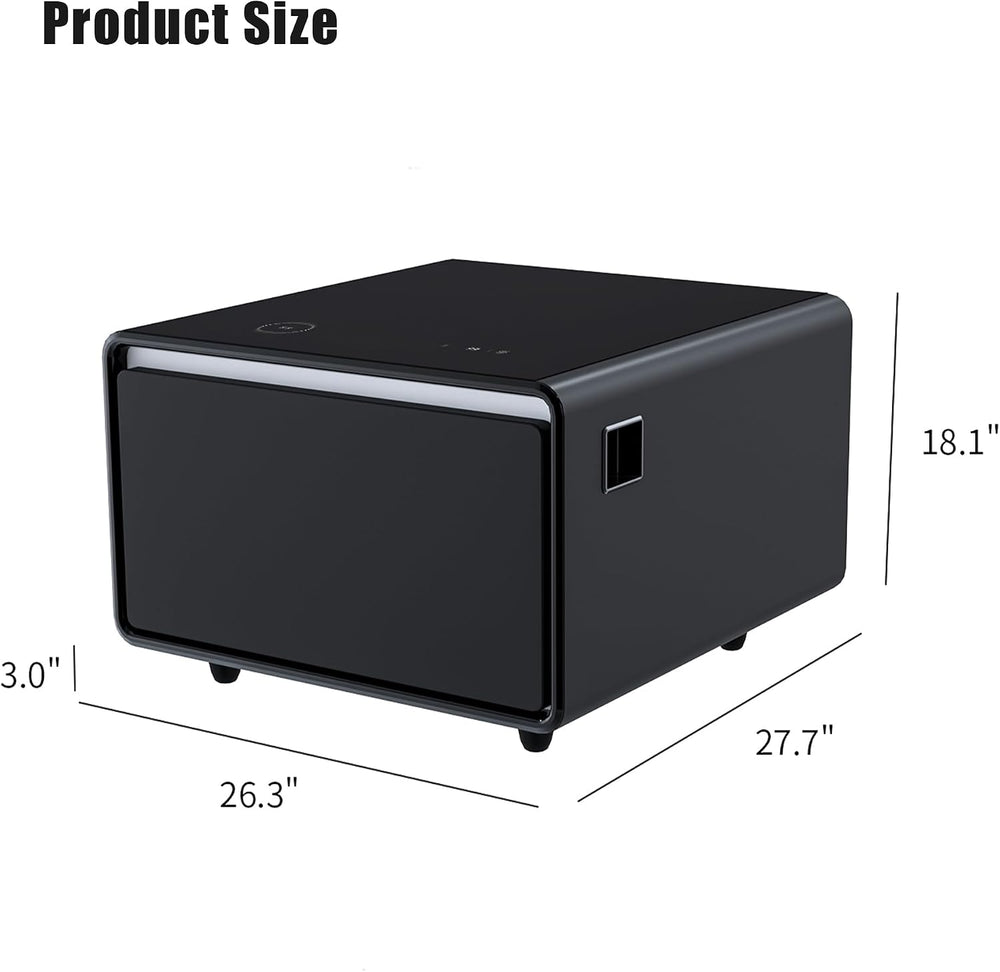 LUMISOL Smart Side Table with Built-in Fridge, Wireless Charging, Temperature...
