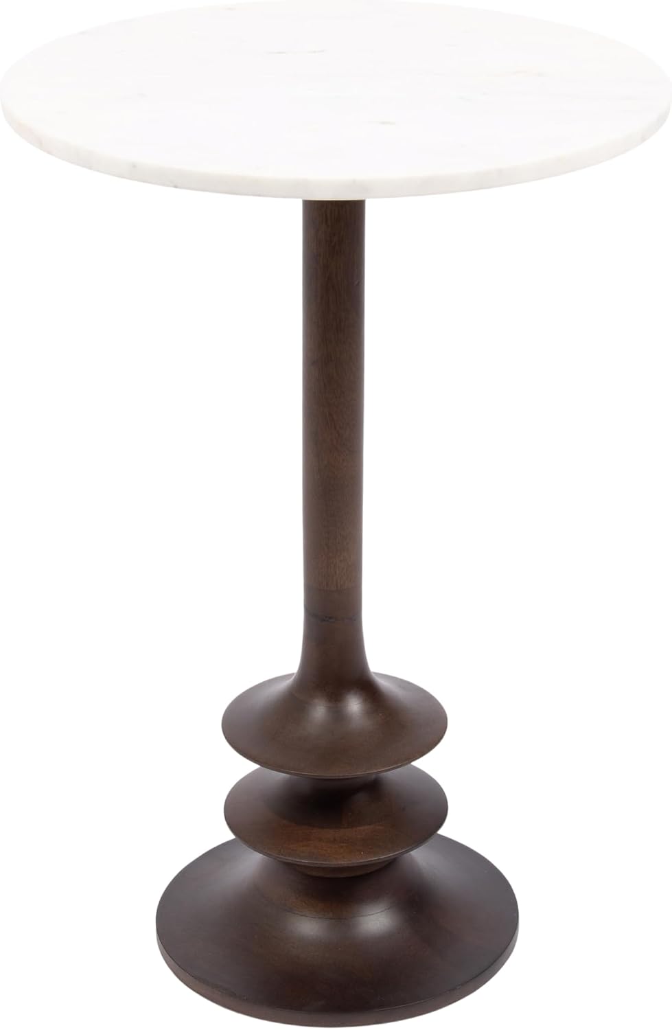 Kate and Laurel Squires Modern Marble Round Side Table, 16 x 16 x 24, White M...