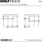 ClosetMaid ShelfTrack Wire Closet Organizer System, Adjustable from 4 to 6 Ft., With Shelves, Clothes Rods, Hardware, Durable Steel, Satin Chrome