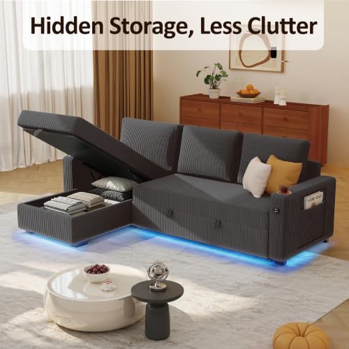 Ball & Cast 80" Sectional Sleeper Sofa Bed Pull Out Couches for Livi...