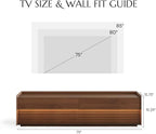 POVISON Fully-Assembled Mid Century Matte Sintered Stone TV Stand, 78.74" Wood Media Console with Adjustable LED Light, Entertainment Center with Storage for Living Room
