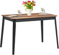 Giantex 43.5" L Rectangular Dining Table, Farmhouse Dinette Table w/ 4 Rubber Wood Legs, Kitchen Dinner Table for Kitchen Dining Room Living Room (Walnut & Black)