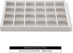 Velvet Stackable Jewelry Display Tray, 24 Grid Earring Ring Storage Tray, Drawer Divider Jewelry Accessories Organizer Plate (White)