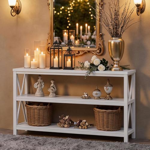FATORRI Console Table for Entryway, Long Sofa Table with 3 Tier Shelves, Mode...