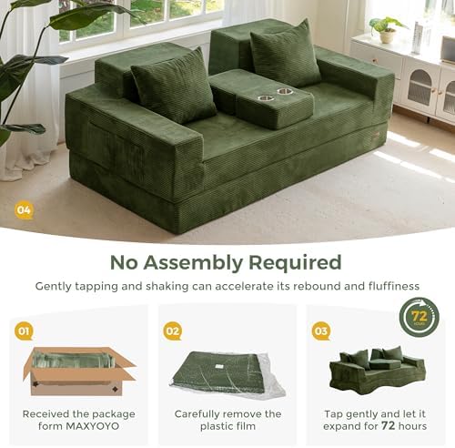 MAXYOYO Convertible Sofa Bed, 80" Oversized Loveseat Couch 4 in 1 Foldab...
