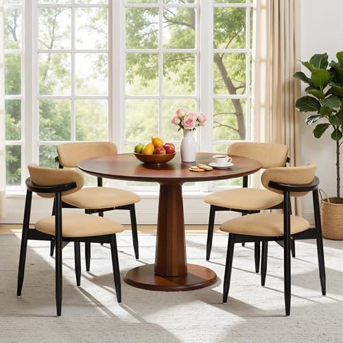 CHUN YI Dining Chairs Set of 4, Upholstered Wooden Dining Room Chairs with Er...