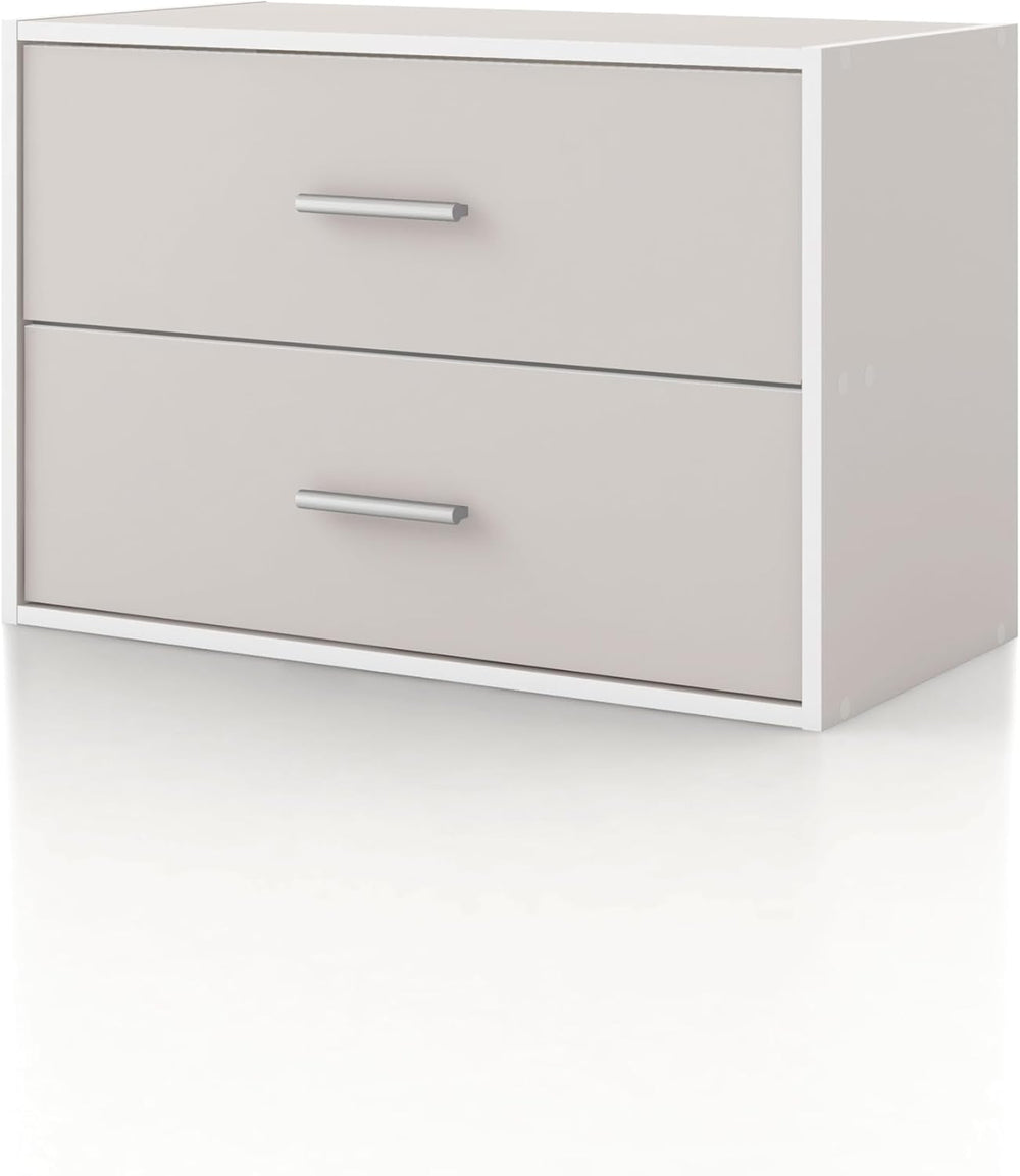 Homes: Inside + Out Apexa 2-Drawer Wooden Stackable Storage Drawers, Small Fo...