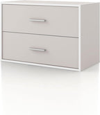 Homes: Inside + Out Apexa 2-Drawer Wooden Stackable Storage Drawers, Small Food Pantry Cabinet, Cajonera De Madera, Underbed Drawer Dorm Teen Room Decor & Bedroom, Home Office, Kitchen, Taupe Grey