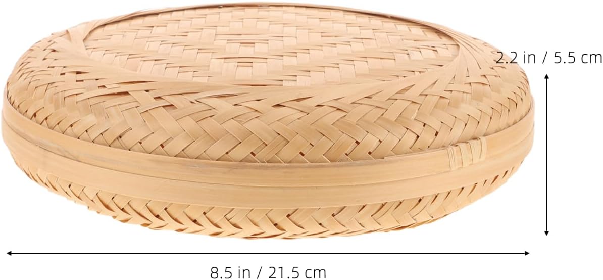 BESTOYARD Bamboo Tea Cake Box, 8.46x8.46x2.16in Woven Storage Organizer for Puerh Tea, Traditional Chest for Home & Kitchen