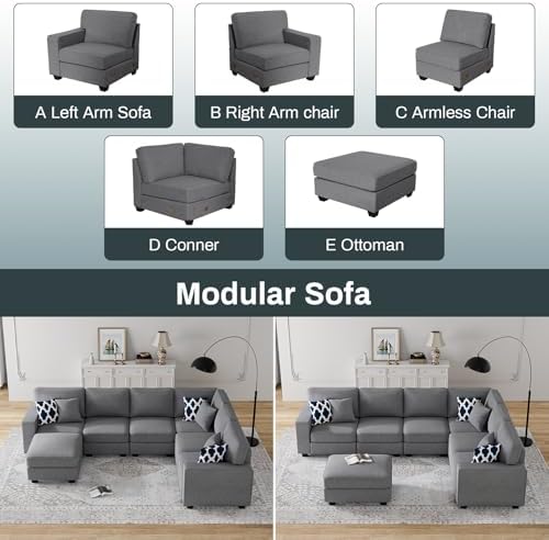 Legend Vansen Oversized Modular Sectional Sofa,U/L‑Shaped Reversible Couch wi...