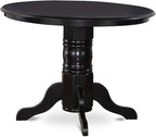 East West Furniture SHBO5-BLK-W 5 Piece Dining Set Includes a Round Kitchen Table with Pedestal and 4 Dining Chairs, 42x42 Inch, Black