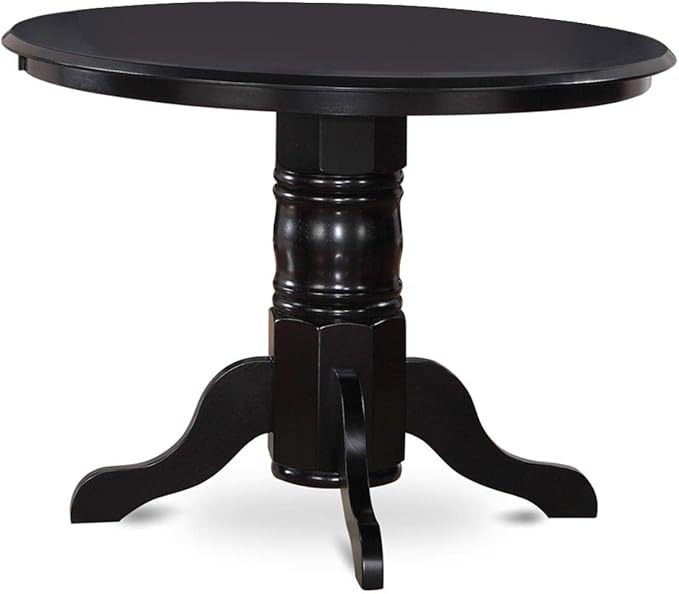 East West Furniture SHBO5-BLK-W 5 Piece Dining Set Includes a Round Kitchen Table with Pedestal and 4 Dining Chairs, 42x42 Inch, Black
