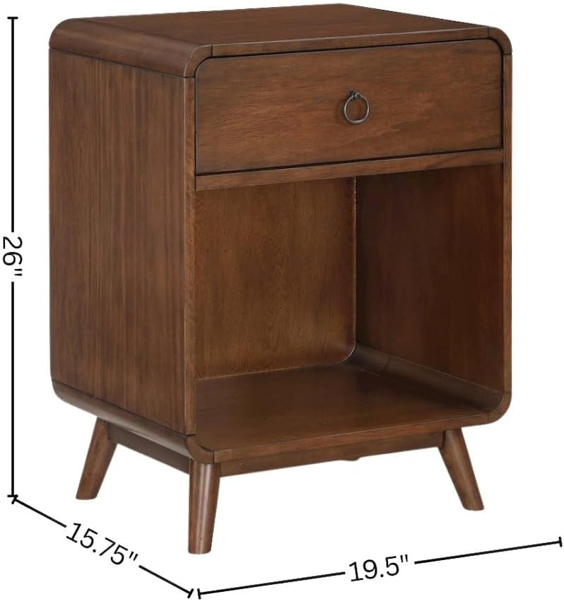 Starlight Canyon Home Brown Wooden Nightstand with Drawer - 1 Drawer Side Tab...