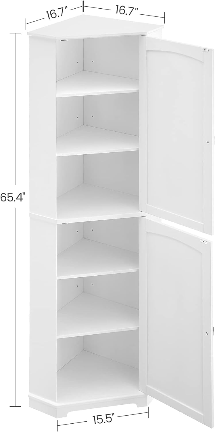 VASAGLE Corner Cabinet, Tall Corner Storage Cabinet with 2 Doors and 4 Adjust...