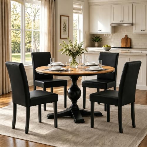 Yaheetech Dining Chairs Set of 4 Upholstered Kitchen Chairs Black